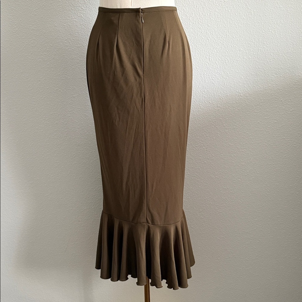 Vintage Taiga Paris Olive Green Midi Skirt Size Small - Picture 5 of 9